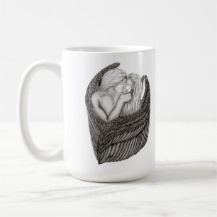 Angels Kissing , Schwarz-Weiß-Design Kaffeetasse