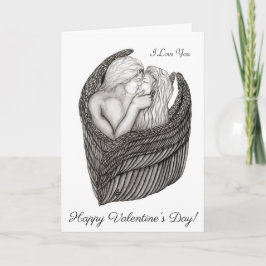 Angels Kissing , Schwarz-Weiß-Design Karte