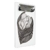 Angels Kissing , Schwarz-Weiß-Design Mini Klemmbrett (Schrägansicht)
