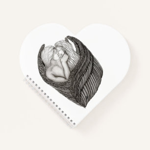 Angels Kissing , Schwarz-Weiß-Design Notizblock