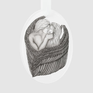 Angels Kissing , Schwarz-Weiß-Design Ornament