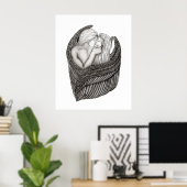 Angels Kissing , Schwarz-Weiß-Design Poster (Heimbüro)