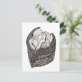 Angels Kissing , Schwarz-Weiß-Design Postkarte (Stehend Vorderseite)