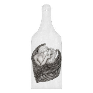 Angels Kissing , Schwarz-Weiß-Design Schneidebrett