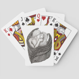 Angels Kissing , Schwarz-Weiß-Design Spielkarten