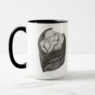 Angels Kissing , Schwarz-Weiß-Design Tasse
