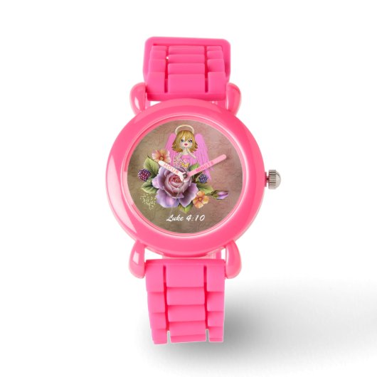 Angels Ladung über dich Rosa Glitzer Watch Armbanduhr (Vorderseite)