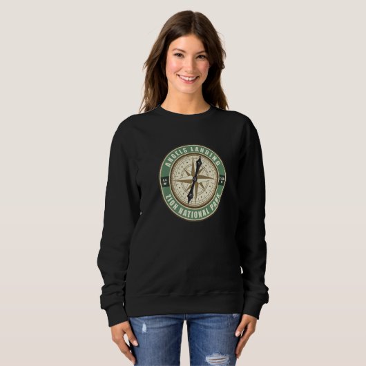 Angels Landing Trail Utah Hiker Compass Circle Bad Sweatshirt (Vorne ganz)