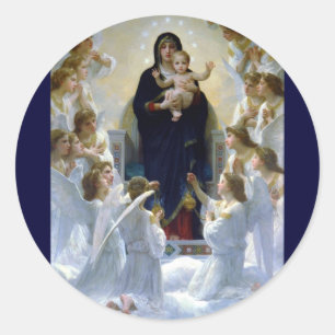 Angels Madona christliche Religionswolken Runder Aufkleber