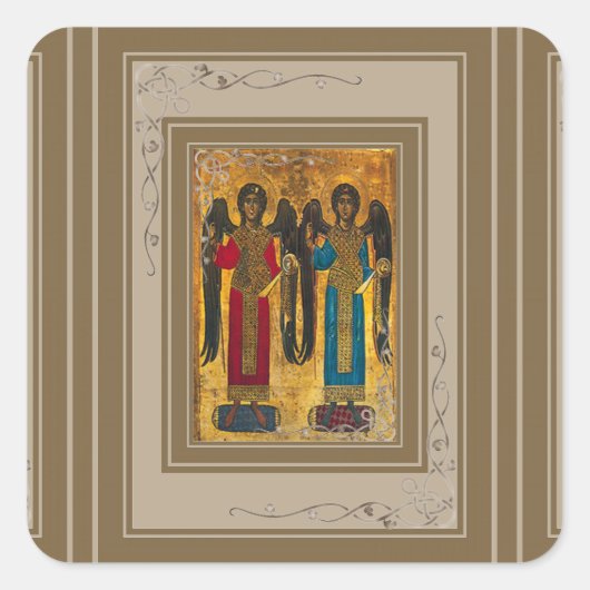Angels Michael and Gabriel Quadratischer Aufkleber (Vorderseite)