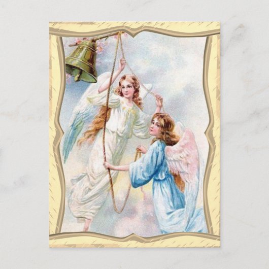 Angels mit Weihnachts-Glockenpostkarte Postkarte (Vorderseite)