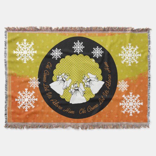 Angels Oh Komm Lass uns Adore Ihm Throw Decke (Vorderseite)