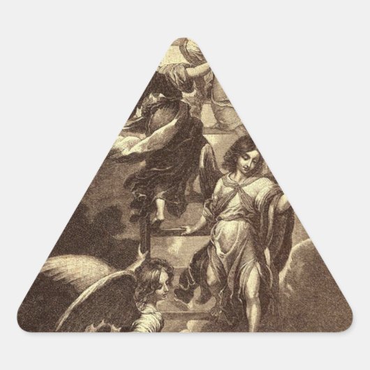 Angels on a Celestial Ladder Dreieckiger Aufkleber (Vorderseite)
