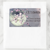 Angels Reading by Cherry Blossom Moon_Book Labels Rechteckiger Aufkleber (Tasche)