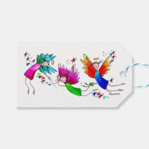 Angels Red Green and Blue Happy Spirits Watercolor Geschenkanhänger