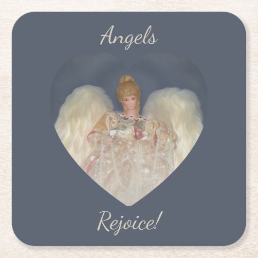Angels Rejoice Traditional Blue Holiday Rechteckiger Pappuntersetzer (Vorderseite)