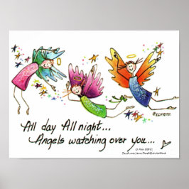 Angels schauen über meinen Säugling Wasserfarbe ze Poster