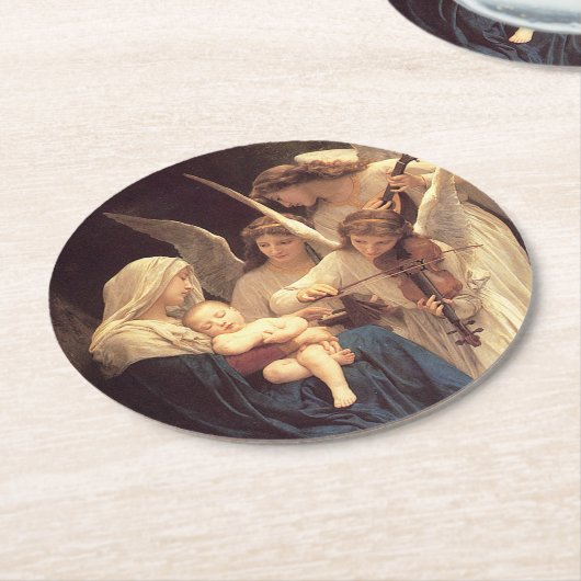 Angels Serenade Mary and Jesus Runder Pappuntersetzer (Angewinkelt)