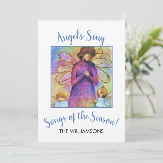 ANGELS SING CHRISTMAS FEIERTAGSKARTE (Stehend Vorderseite)