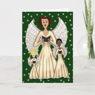 Angels Singing Carols (Gold) Feiertagskarte
