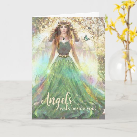 Angels Spaziergang neben Ihnen Heilung Grünwald An Karte (Gelbe Blume)