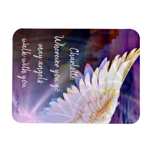 Angels Walk With You Guardian Angel Wing Name Magnet (Horizontal)
