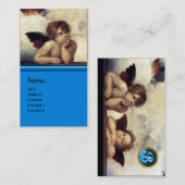 ANGELS Winged Cherub Monogram Blue Sapphire Silber Visitenkarte (Vorne/Hinten)