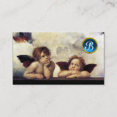 ANGELS Winged Cherub Monogram Blue Sapphire Silber Visitenkarte (Rückseite)