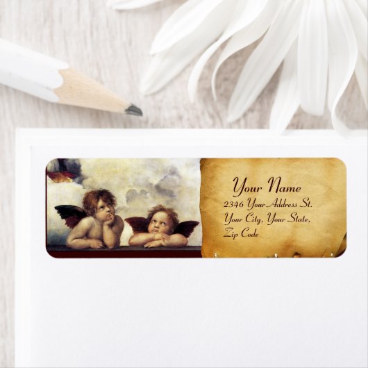 ANGELS / Winged Cherubs, Brown parchment, White (Insitu)