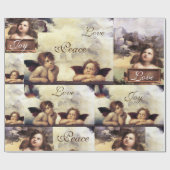 ANGELS /Winged Cherubs CHRISTMAS JOY PEACE LIEBE Geschenkpapier (Flach)