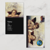 ANGELS Winged Cherubs Monogram Blue Sapphire schwa Visitenkarte (Vorne/Hinten)