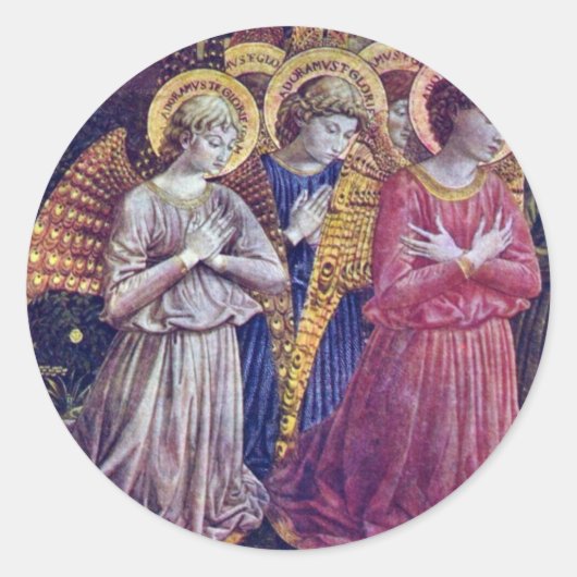 Angels Worshipers von Gozzoli Benozzo Runder Aufkleber (Vorderseite)