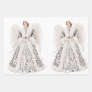 Angels Wrapping Paper Flat Sheet Set 3 Geschenkpapier Set