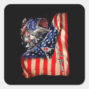 Angelsächsische Flagge Vintage USA Bass Angler Quadratischer Aufkleber