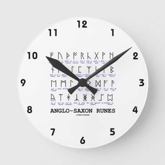 Angelsächsische Runen (Linguistik-Kryptographie) Runde Wanduhr (Vorderseite)