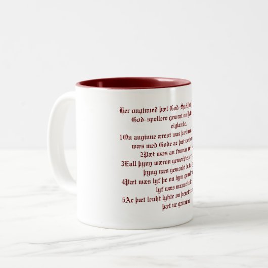 Angelsächsisches Evangelium von John 1 Zwei-Tonen- Zweifarbige Tasse (Vorderseite Links)