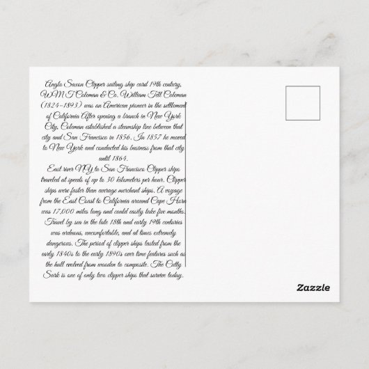 Angelsaxon Clipper Postkarte (Rückseite)