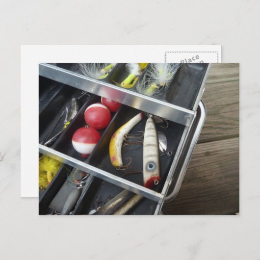 Angelschachtel auf dem Holzdeck Postkarte (Vorne/Hinten)