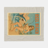 Angelschnur-Strand-Hai-Fischerei-Pin-Up-Retro-Küst Fleecedecke (Vorderseite (Horizontal))