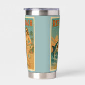 Angelschnur-Strand-Hai-Fischerei-Pin-Up-Retro-Küst Thermobecher (Rechts)