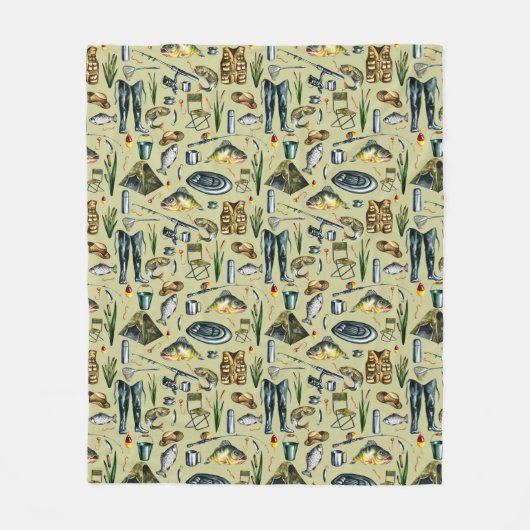 Angelsportausrüstung Fischwaders Muster Fleecedecke (Vorderseite)