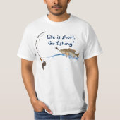 Angelstange mit Fisch in Wasser T-Shirt (Vorderseite)