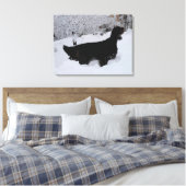 Angemalt Gordon Setter in Snowstorm Wrapped Canvas Leinwanddruck (Insitu (Schlafzimmer))