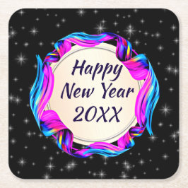 Angemalt Ribbon am nächtlichen Himmel glücklich Ne Rechteckiger Pappuntersetzer