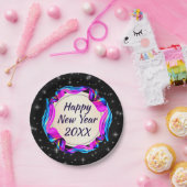 Angemalt Ribbon am nächtlichen Himmel Happy New Ye Pappteller (Party)