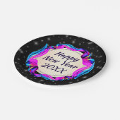 Angemalt Ribbon am nächtlichen Himmel Happy New Ye Pappteller (Schrägansicht)