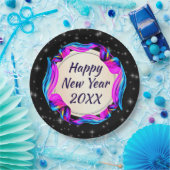 Angemalt Ribbon am nächtlichen Himmel Happy New Ye Pappteller (Party)