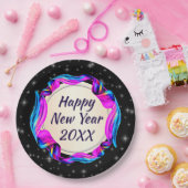 Angemalt Ribbon am nächtlichen Himmel Happy New Ye Pappteller (Party)