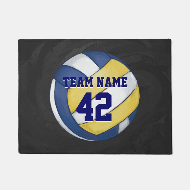 Angemalt Volleyball mit Name und Nummer Fußmatte (Vorderseite)