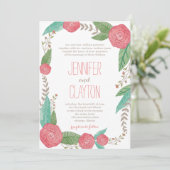 Angemalte Florals Hochzeitseinladungen Einladung (Stehend Vorderseite)